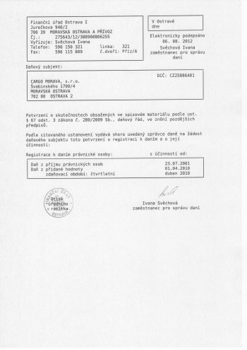 Certificate of VAT REGISTRATION NO.
