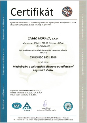 ISO certificate