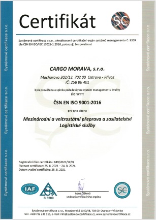 ISO certificate